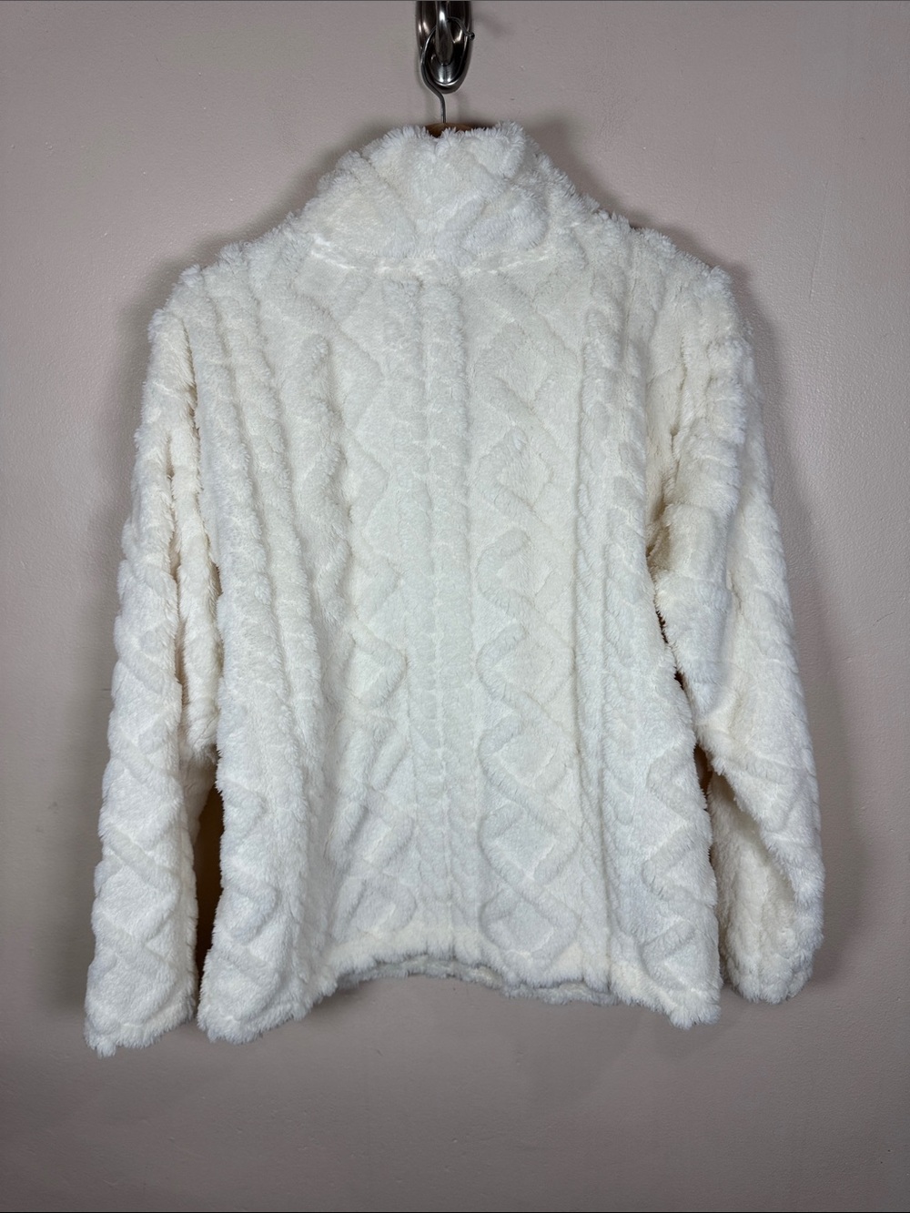 Eddie Bauer Womens Sweater Cable Knit S Plush Funnel Neck Cozy Fleece - Picture 5 of 7